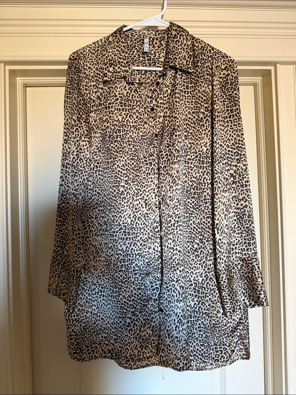 Zara Leopard-Print Button Down Shirt - Beige and Black